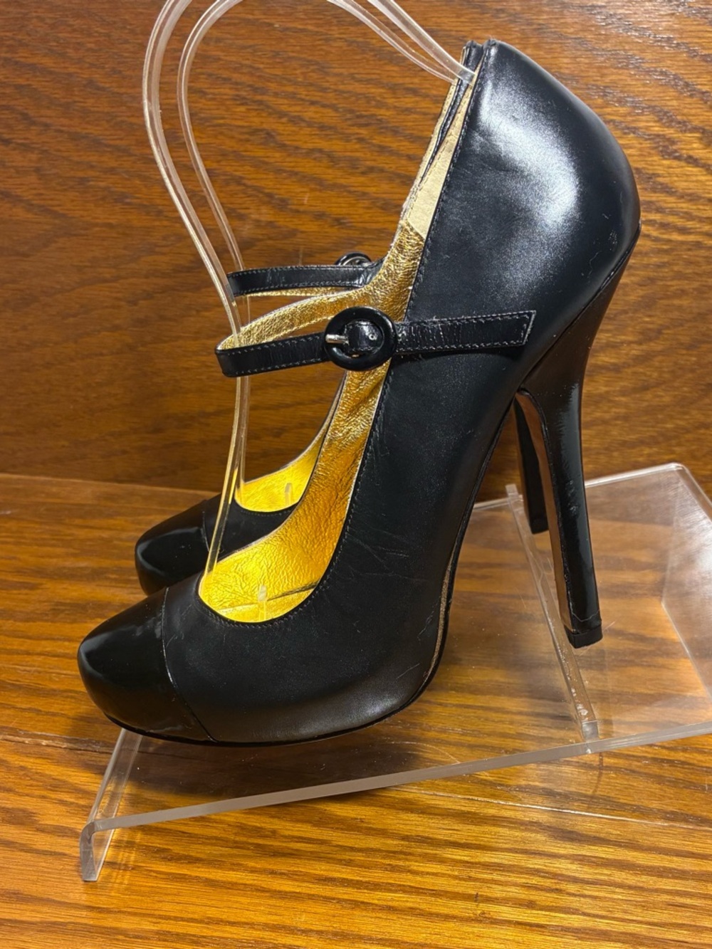 Dolce Vita Mary Jane Patent Accent Stiletto Heels Black Leather Size 7 - Picture 4 of 11